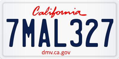 CA license plate 7MAL327