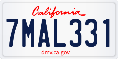 CA license plate 7MAL331