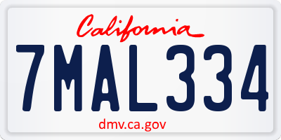 CA license plate 7MAL334