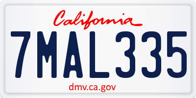 CA license plate 7MAL335