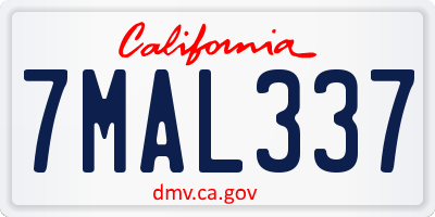 CA license plate 7MAL337