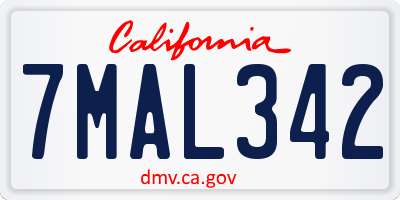 CA license plate 7MAL342