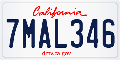 CA license plate 7MAL346