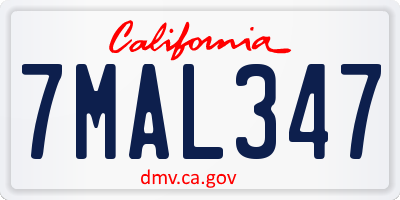 CA license plate 7MAL347