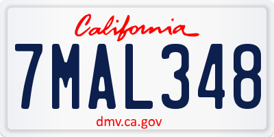 CA license plate 7MAL348