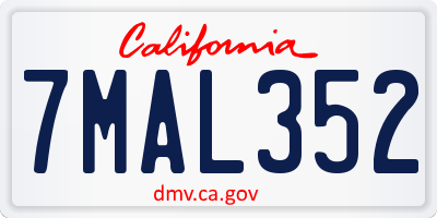 CA license plate 7MAL352