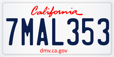 CA license plate 7MAL353