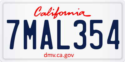 CA license plate 7MAL354