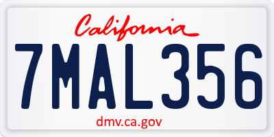 CA license plate 7MAL356