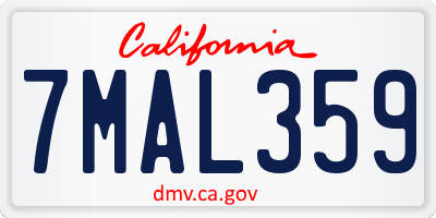 CA license plate 7MAL359