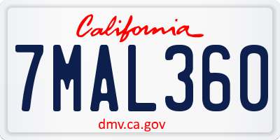 CA license plate 7MAL360