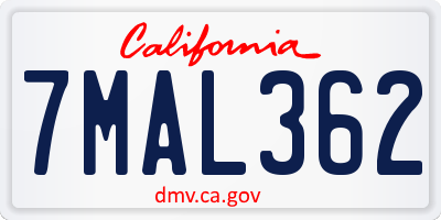 CA license plate 7MAL362