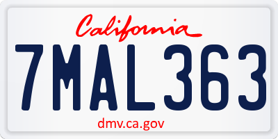CA license plate 7MAL363