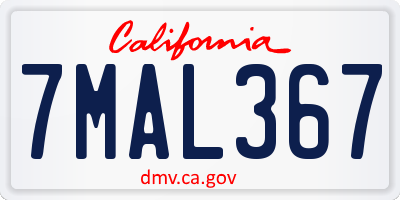 CA license plate 7MAL367