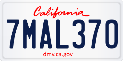 CA license plate 7MAL370
