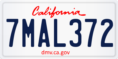CA license plate 7MAL372
