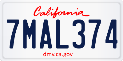 CA license plate 7MAL374