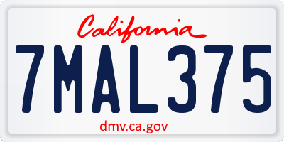 CA license plate 7MAL375