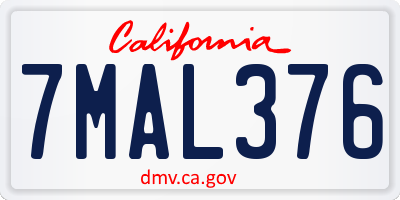 CA license plate 7MAL376