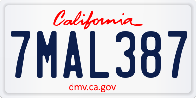CA license plate 7MAL387