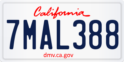 CA license plate 7MAL388