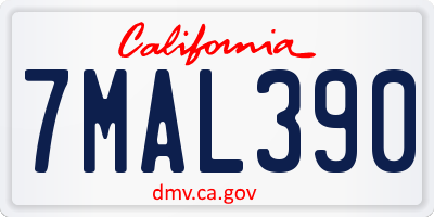 CA license plate 7MAL390