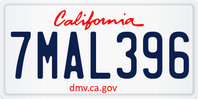 CA license plate 7MAL396