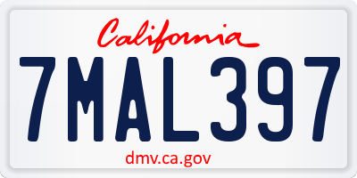CA license plate 7MAL397