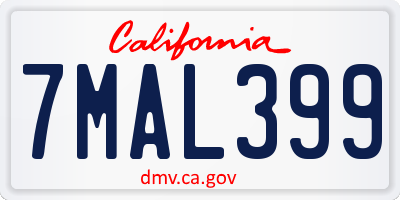CA license plate 7MAL399