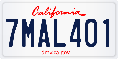 CA license plate 7MAL401