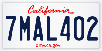 CA license plate 7MAL402