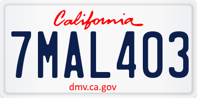 CA license plate 7MAL403