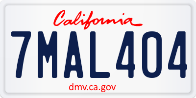 CA license plate 7MAL404