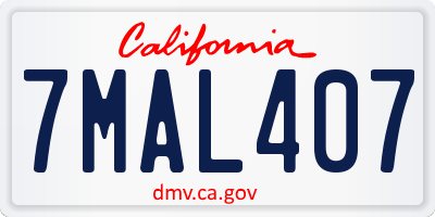 CA license plate 7MAL407