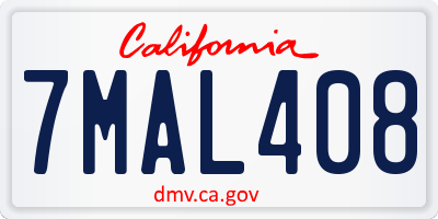 CA license plate 7MAL408