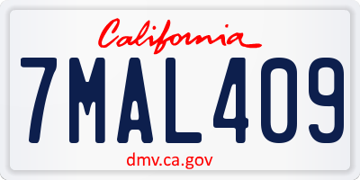 CA license plate 7MAL409