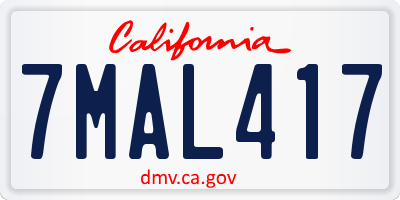 CA license plate 7MAL417