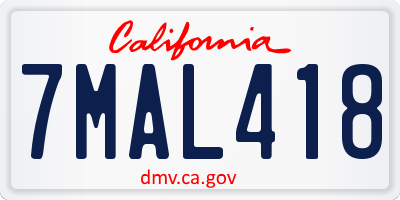 CA license plate 7MAL418
