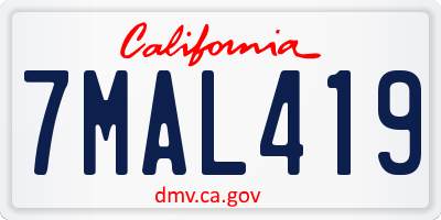 CA license plate 7MAL419