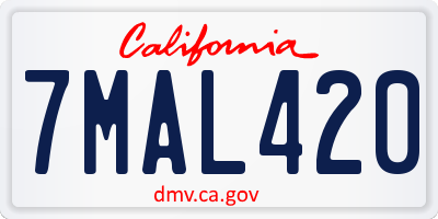 CA license plate 7MAL420