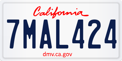 CA license plate 7MAL424