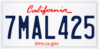 CA license plate 7MAL425
