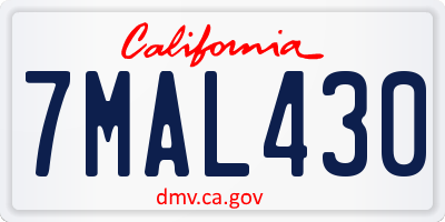 CA license plate 7MAL430