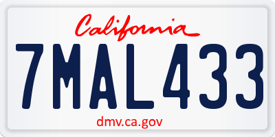 CA license plate 7MAL433