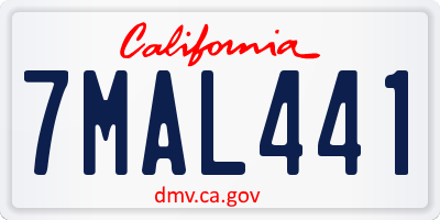 CA license plate 7MAL441