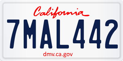 CA license plate 7MAL442