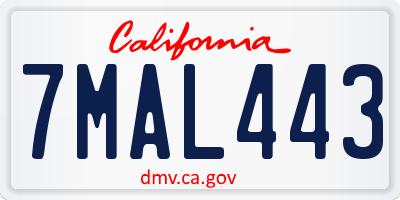CA license plate 7MAL443