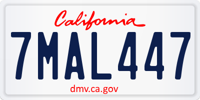 CA license plate 7MAL447