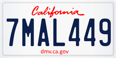 CA license plate 7MAL449