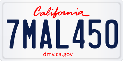 CA license plate 7MAL450